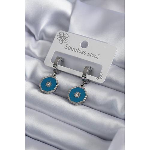 316L �elik G�m�� Renk Geometrik Model Zirkon Ta� Detay Kad�n K�pe