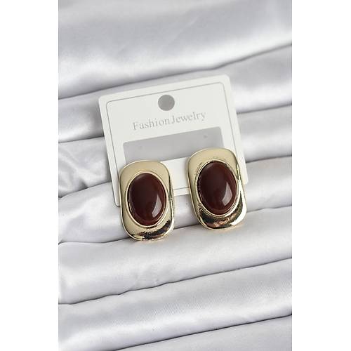 Kahverengi Renk Kare Model Vintage Kad�n K�pe