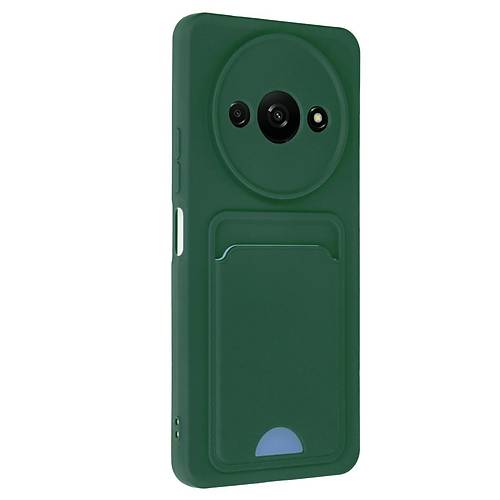 Redmi A3 4G K�l�f Kelvin Kartvizitli Silikon - Koyu Ye�il