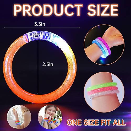 Led I��kl� Pilli I��kl� Rengarenk Bileklik I��kl� Bilezik Kar���k Renk 1 Adet