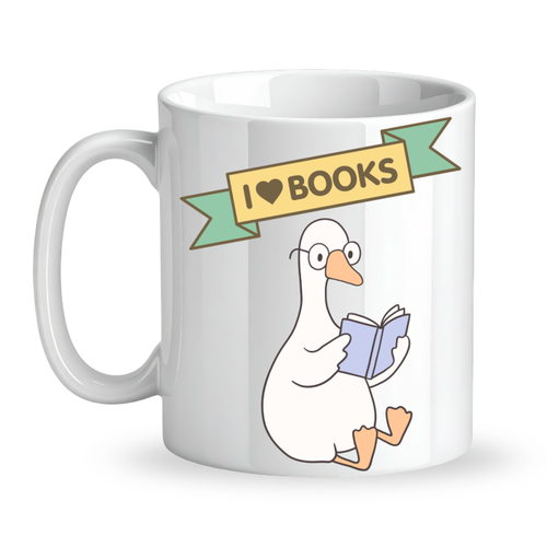 I Love Books Yaz�l� Tasar�m Kupa Model 206 Kitap Severlere �zel Seramik Kahve Kupas� Hediye Se�ene�i