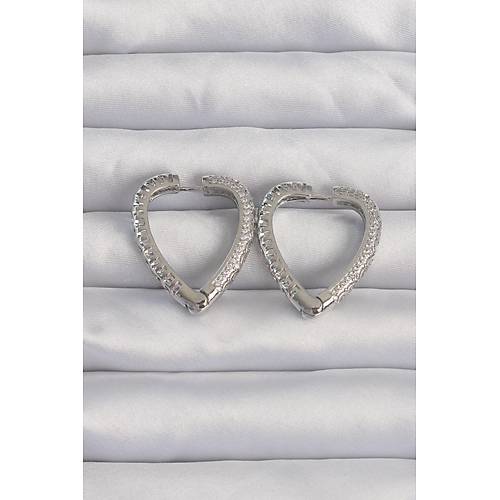 Pirin� G�m�� Renk Zirkon Ta�l� Motifli Kalp K�pe