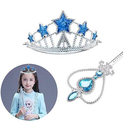 Karlar �lkesi Elsa Y�ld�z Mavi Ta� ve Elsa Asa Seti 2 Par�a