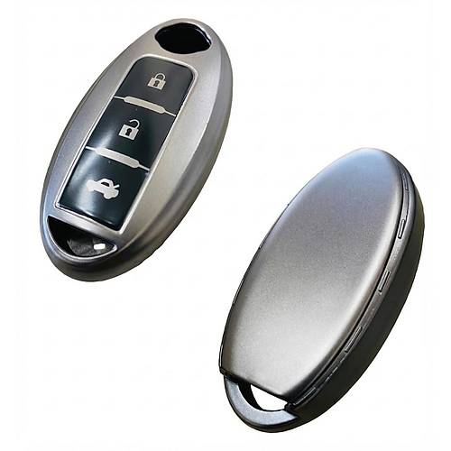 Nissan Qashqai Juke X-Trail Micra Murano Infiniti Uyumlu 3 Buton Smart Silikon Oto Anahtar Kumanda Kab� K�l�f Gri