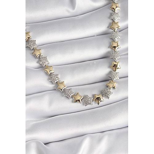 Pirin� Mix Renk Zirkon Ta�l� Y�ld�z Model VIP Exclusive Seri Kad�n Kolye