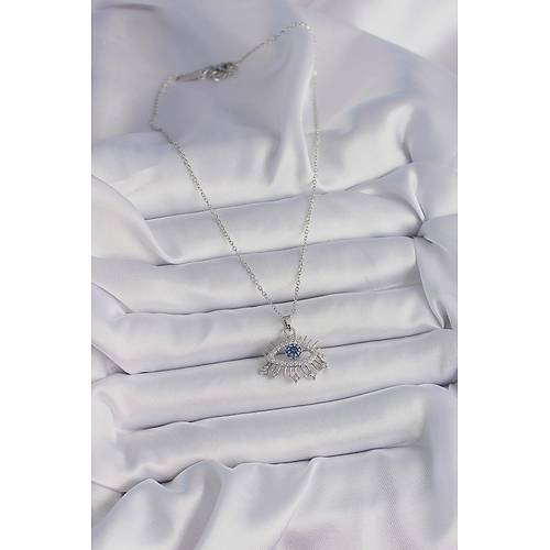 316L �elik G�m�� Renk Zincir Zirkon Ta�l� G�z Model Kad�n Kolye