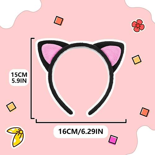 Sevimli Kedi Kulak Pofuduk Kedi Ta� Siyah ��i Pembe Renk 17x15 cm