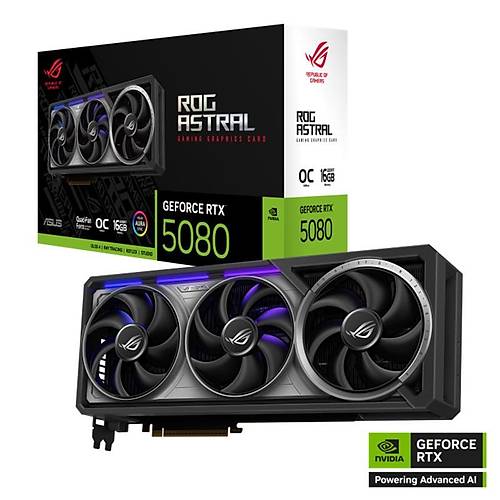 ASUS GEFORCE ROG-ASTRAL-RTX5080-O16G-GAMING 16GB GDDR7 256BIT 2XHDMI 3XDP EKRAN KARTI