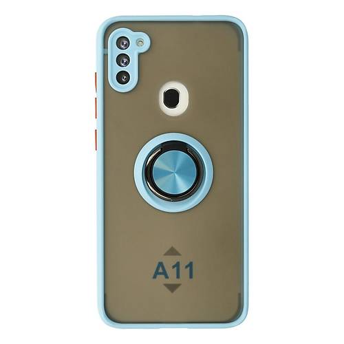 Galaxy A11 K�l�f Montreal Y�z�kl� Silikon Kapak - Buz Mavi
