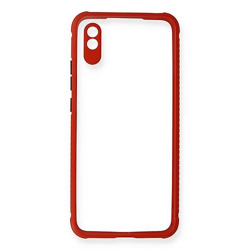 Redmi 9A K�l�f Miami �effaf Silikon - K�rm�z�