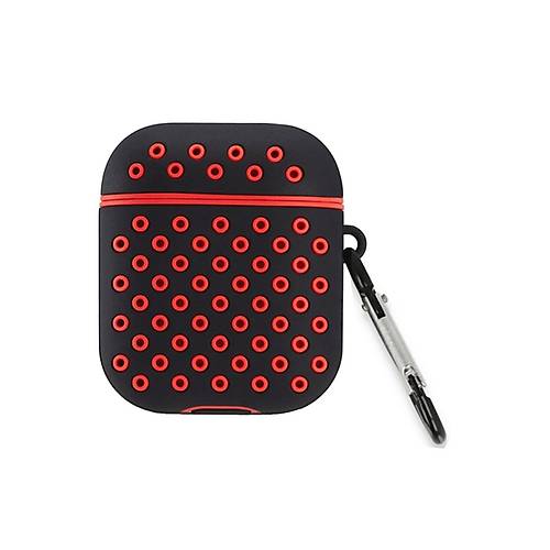 Airpods 3 (3.nesil) Spor Delikli K�l�f - Siyah-K�rm�z�