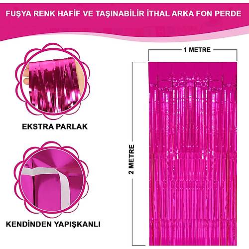 Fu�ya Renk Ekstra Metalize Parlak Sa�akl� Arka Fon Perde �thal A Kalite 1x2 Metre