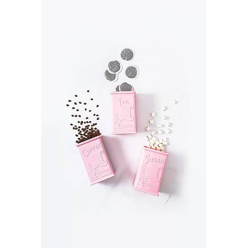 Akrilik Soft Pembe �eker Kahve �ay Kavanozu 500 Ml (Vakum Kapak )