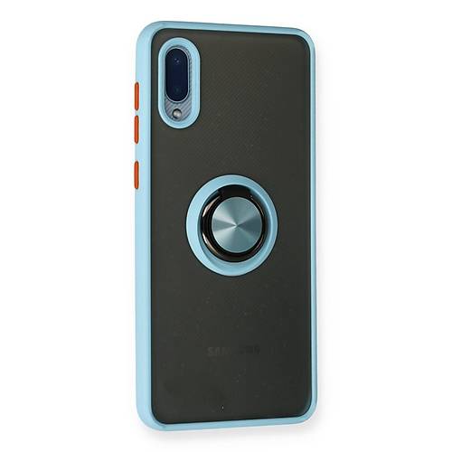 Galaxy A02 K�l�f Montreal Y�z�kl� Silikon Kapak - Buz Mavi