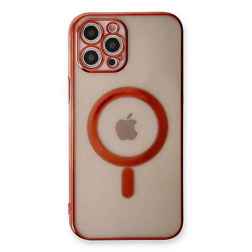 iPhone 12 Pro K�l�f Magneticsafe Lazer Silikon - K�rm�z�