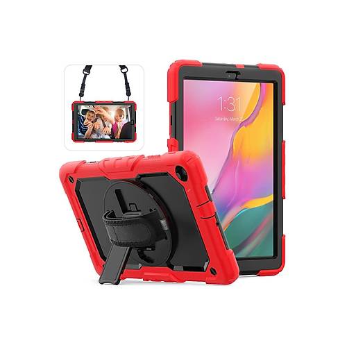 Galaxy T510 Tab A 10.1 K�l�f Pars Tablet Kapak - K�rm�z�