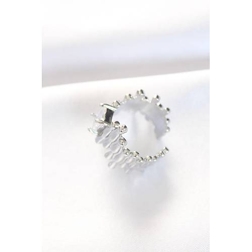 Silver Renk T�rt�kl� Kal�n Baget Ta� Tasar�m Ayarlanabilir Y�z�k