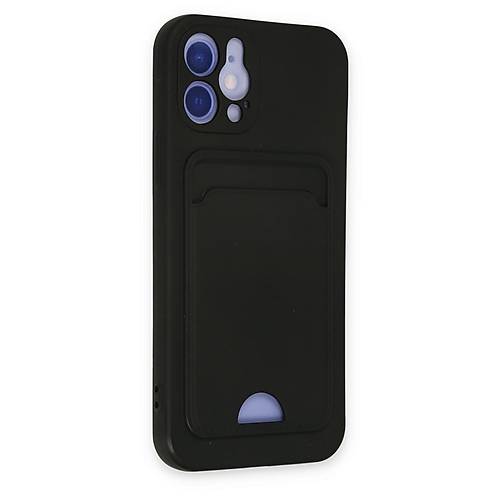 iPhone 12 K�l�f Kelvin Kartvizitli Silikon - Siyah