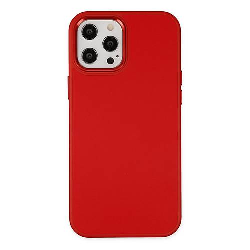 iPhone 12 Pro Max K�l�f Asya Deri Silikon - K�rm�z�