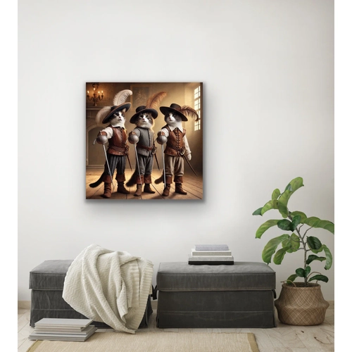 �� Silah��r Kedi Kanvas Tablo 90x90cm