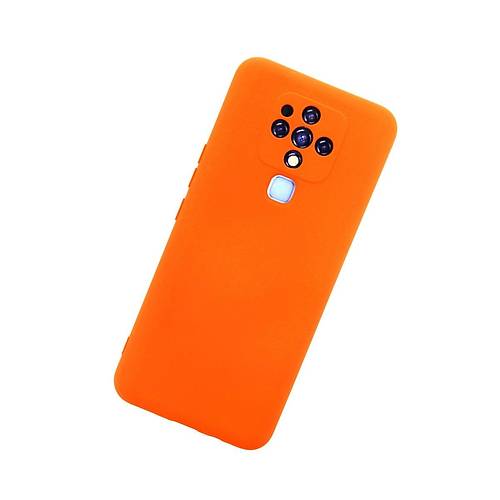 Camon 16 K�l�f Nano i�i Kadife Silikon - Turuncu