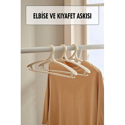 3 L� Geni� K�yafet Ve Elbise Ask�s� Beyaz 43 Cm ASKI
