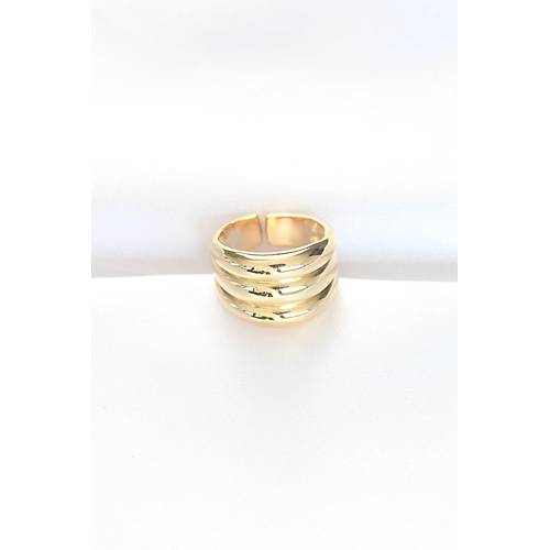 Gold Renk Ayarlanabilir �izgili Bombe Y�z�k