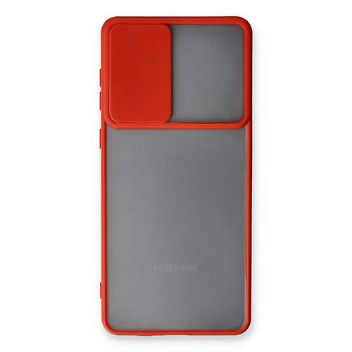 Galaxy A53 5G K�l�f Palm Buzlu Kamera S�rg�l� Silikon - K�rm�z�