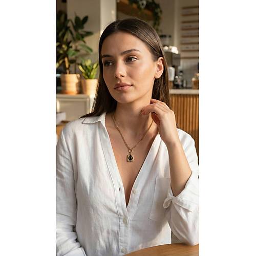 316L �elik Zincir Gold Renk Vintage Model Kad�n Kolye