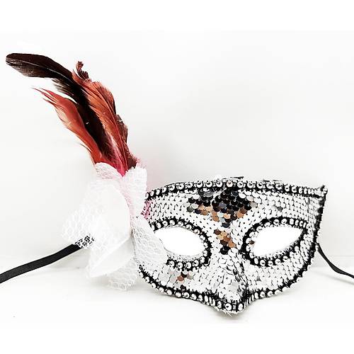 G�m�� Renk Yandan T�yl� G�ll� G�m�� Ta�l� Pullu Maske 20x22 cm