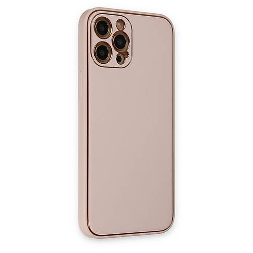 iPhone 12 Pro Max K�l�f Coco Deri Silikon Kapak - Pudra
