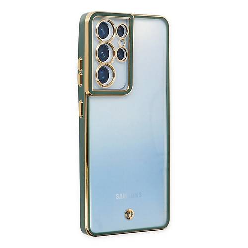Galaxy S21 Ultra K�l�f Liva Lens Silikon - Ye�il