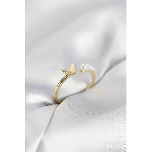 �ncili Kelebek Model Gold Renk Pirin� Kad�n Y�z�k