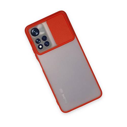 Redmi Note 11 Pro Plus 5G K�l�f Palm Buzlu Kamera S�rg�l� Silikon - K�rm�z�