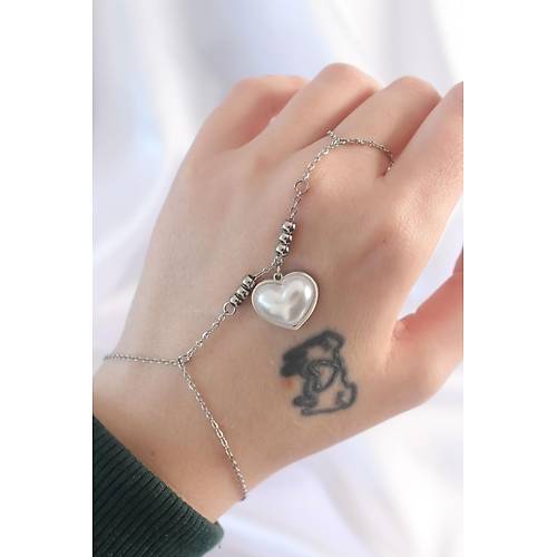 316L �elik G�m�� Renk Beyaz Bubble Kalp Tasar�ml� �ahmeran