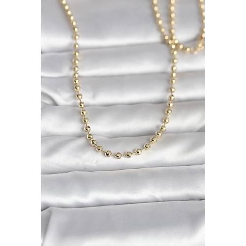 CM 14K Gold Renk Top Zincirli Model 60 cm Kad�n Kolye