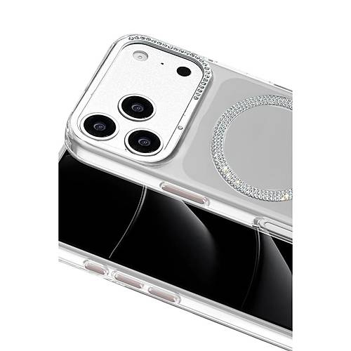 iPhone 17 Pro Tash Diamond Magsafe Kapak - Beyaz