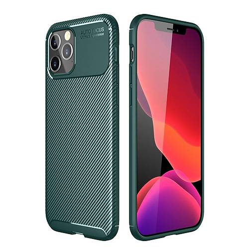 iPhone 11 Pro K�l�f Auto Focus Karbon Kapak - Ye�il