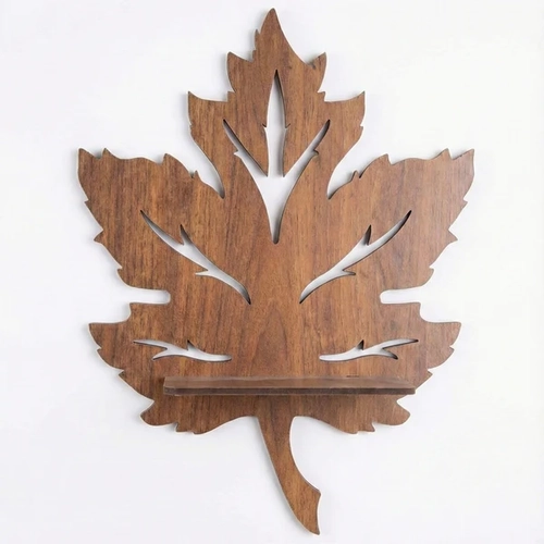 Dekoratif Yaprak Duvar Raf� MDF Lazer Kesim Duvar S�s� Mini Raf Bitki ve Obje Stand�