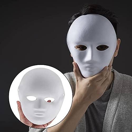 Beyaz Renk Boyanabilir Anonim Tam Y�z Cosplay Maske 24x18 cm