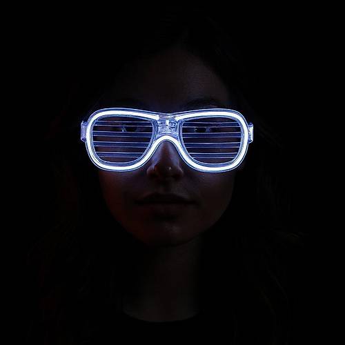 Beyaz Led I��kl� Parti G�zl��� - Neon Glow �erit G�zl�k 3 Modlu
