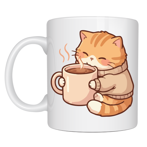Sevimli Kedi Tasar�ml� Porselen Kupa MODEL 188 � Kahve ��en Tatl� Kedi Fig�rl� Kahve Kupas� � Kedi Severlere Hediye Kupa Bardak