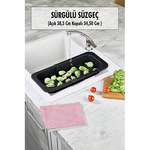 Lavoba ��i S�rg�l� A��l�r Kapan�r Sebze Meyve S�zgeci Siyah (A��k 38,5 Cm Kapal� 34,50 Cm )