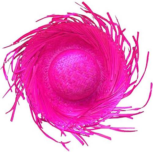 Tropikal Parti Pembe Fu�ya Has�r Hawaii �apkas� 13x36 cm