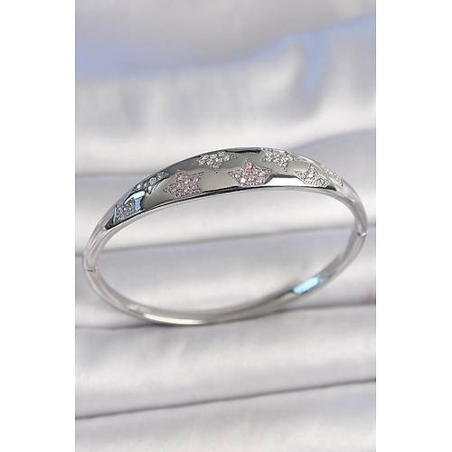 Pirin� G�m�� Renk Zirkon Ta�l� Y�ld�z ��lemeli Kad�n Kelep�e