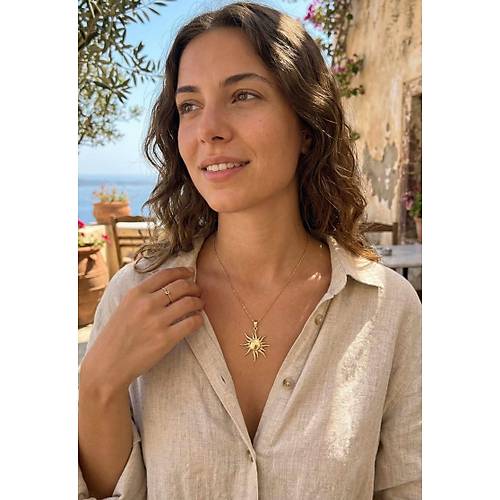 316L �elik Zincir Gold Renk G�ne� Model Kad�n Kolye