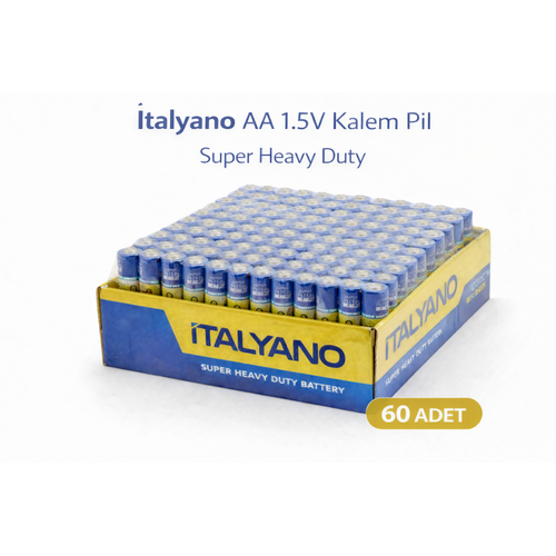 �talyano AA 1.5V Kalem Pil 60 Adet Super Heavy Duty 15 Paket