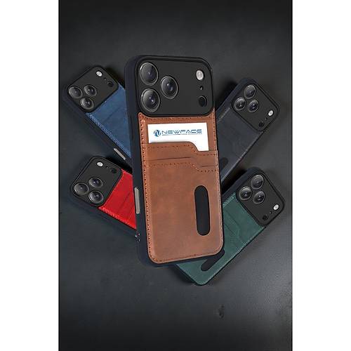 iPhone 17 Pro Sara Kartvizitli Deri K�l�f - Lacivert