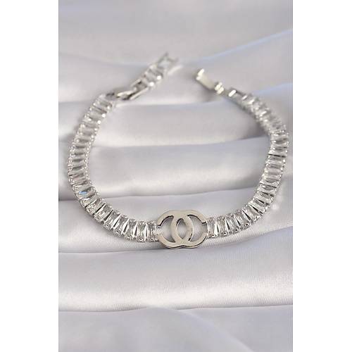 Pirin� G�m�� Renk Zirkon Ta�l� Su Yolu Model VIP Seri Kad�n Bileklik