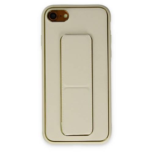 iPhone 7 K�l�f Coco Deri Standl� Kapak - Beyaz